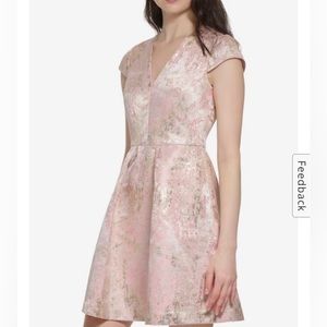 Vince Camuto Jacquard Cap-Sleeve dress